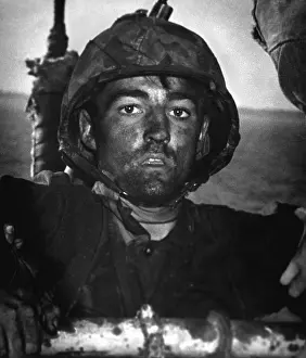 Eniwetok: U.S. Marine after two days and nights on the beach