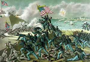 Cumberland: U.S. soldiers attacking the Confederates at Fort Wagner