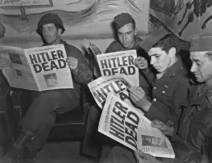 War 2: U.S. Soldiers read of Hitler's death in an Extra
