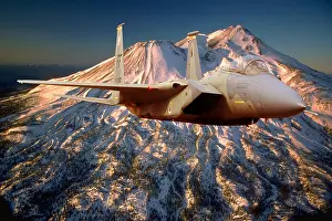 Wal003: Usaf F-15 A Eagle Flying By Mountain