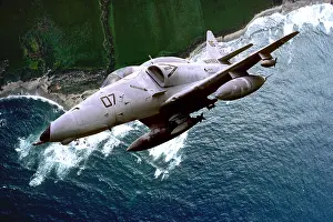 Wal003: Usmc A-4 Skyhawk Flying Over Ocean