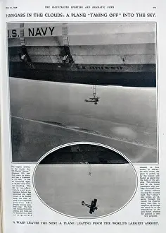 Akron: USS Akron Airship Launching a Plane