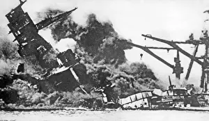 Sunk: USS Arizona after the Japanese attack, 1941