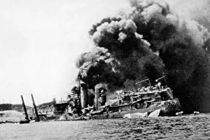 Sunk: USS Arizona after the Japanese attack, 1941