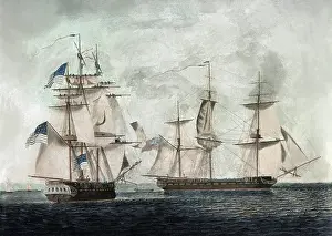 1812: USS Chesapeake approaching HMS Shannon, the War of 1812