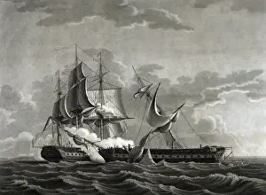 1812: USS Constitution firing on the wreckage of the