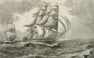 Cyane: U.S.S. Constitution towing the H.B.M. ship Cyane captured Fe