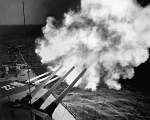 Salvo: The USS Missouri fires 16-inch shell into enemy