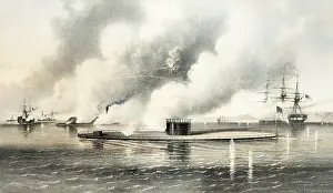Towed: The USS Monitor engaged in a fierce gun battle