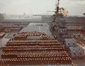 Seaman: USS Yorktown crew stands at attention at the