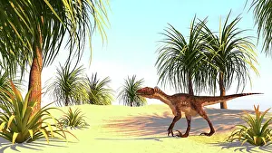 Utahraptor: Utahraptor in a prehistoric environment