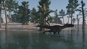 Tempskya: Utahraptor in a tropical prehistoric environment