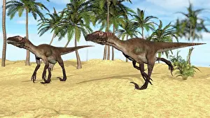 Utahraptor: Two Utahraptors in a prehistoric environment