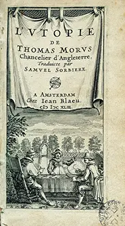 Philosophy: Utopia, 1516, by Thomas More (1478-1535). Tittle cover. Fren