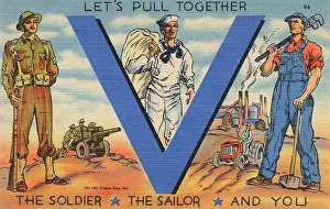 Boosting: V for Victory - American Propaganda Postcard