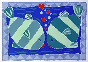 Ayliffe: Valentine design ' fish with red hearts