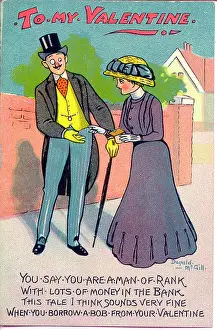 Dishonest: Valentine postcard, Man borrows money from girlfriend