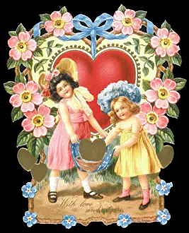 Nots: Valentines card with hearts and flowers
