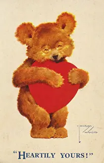 Heartily: Valentines card with teddy bear and red heart