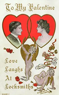 Padlock: Valentines Postcard - Locked together
