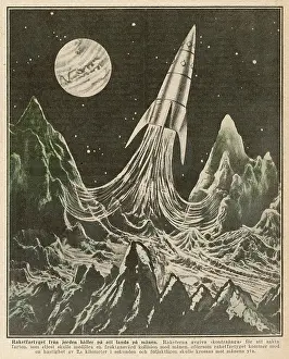 Munchen: Valier rocket taking off from the moon