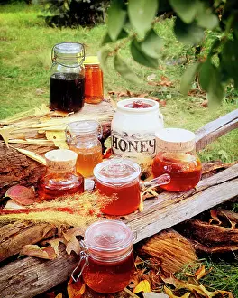Classic Stock: Variety of Jars and Containers Filled with Honey