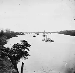 Vicinity: Varina Landing, Virginia (vicinity). View of ships on James