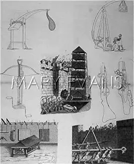 Battering: Various ancient siege weapons in action