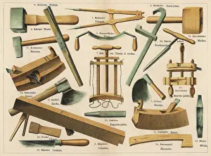 Hatchet: Various cooper's tools