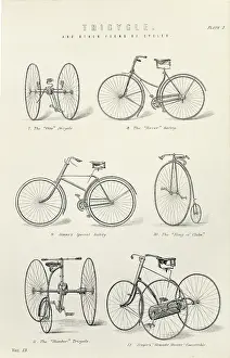 Encyclopaedia: Various forms of early bicycle including the