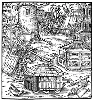 Battering: Various forms of siege equipment, including battering