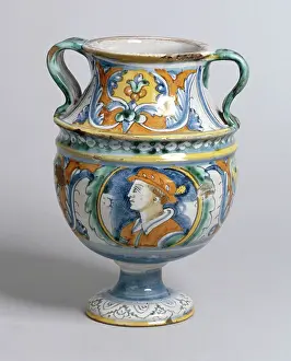 Earthenware: Vase: busts of man an woman