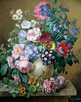 Carnations: Vase of Flowers on a Marble Table