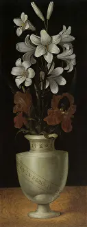 Irises: Vase of Flowers with White Lilies
