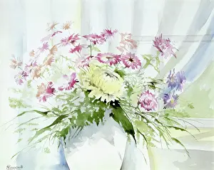 Malcolm Greensmith Collection: Vase of flowers on window ledge