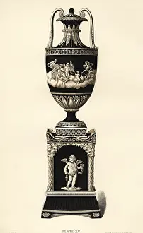 Wedgw: Vase and pedestal decorated with Cupids and the seasons