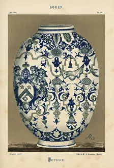 Ancienne: Vase or potiche from Rouen, with heraldic