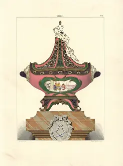 Gillot: Vase in the style of a vessel with mast