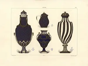 Gillot: Vases with blue and gold decoration