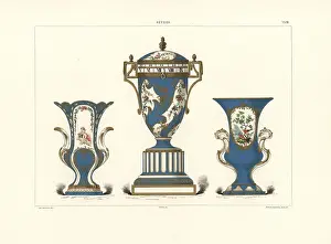 Gillot: Vases in blue, white, and gold