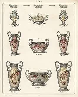 Wurttembergische: Vases, flower holder, flower dish, etc