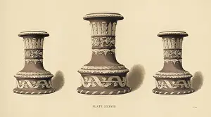 Festoons: Three vases in pale grey blue