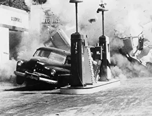Destructive: Vehicle exploding at gas station