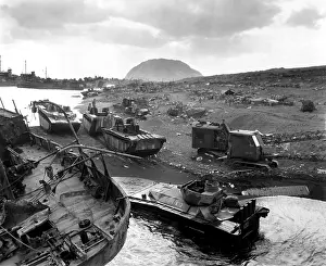 Junkyard: Vehicles of war knocked out on the black sands