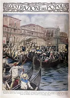 Gondoliers: VENICE/CANAL DEMO 1924