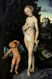 1530: Venus with Cupid stealing honey, 1530, by Lucas Cranach the