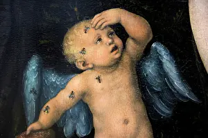 1530: Venus with Cupid stealing honey, 1530, by Lucas Cranach the
