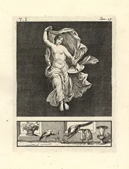 Triclinium: Venus dancing gracefully with a disk of gold and blue veil