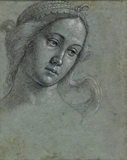 Bodycolour: Verso: Head of a Woman