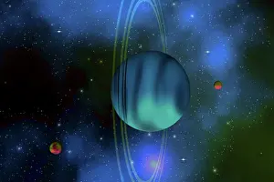 Orbit: Vertical rings surround the planet of Uranus